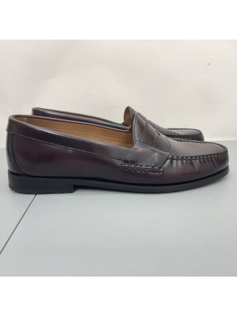 Johnston & Murphy Hayes Penny Loafers Shoes Comfort Leather Burgundy Mens 12 - Picture 2 of 14